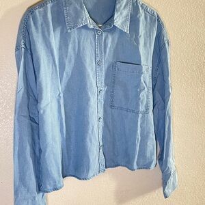 Light Blue Denim Button-Up Shirt